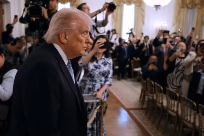 Tổng thống Mỹ Donald Trump tại hội nghị thượng đỉnh doanh nghiệp nhỏ ở Phòng Đông của Nhà Trắng, Washington, DC, ngày 4/5. Ảnh: Getty.
