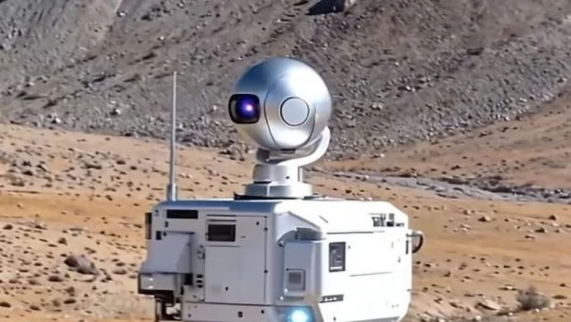 Robot canh phòng được Trung Quốc triển khai trên tuyến biên giới với Ấn Độ ở nơi có độ cao lớn. Ảnh: Toutiao.