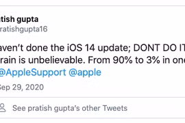 Một người dùng chia sẻ tình trạng "tuột" pin bất thường trên iPhone.