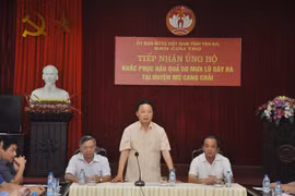 Bộ trưởng Trần Hồng Hà phát biểu tại buổi làm việc chiều 5/8 ở tỉnh Yên Bái (Ảnh: V.H)