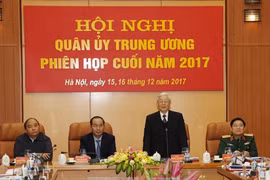 Tổng Bí thư Nguyễn Phú Trọng chủ trì Hội nghị Quân ủy Trung ương. Ảnh: TTXVN