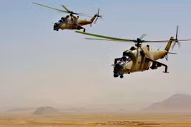 Trực thăng Mi-24 không quân Nga chiến đấu trên bầu trời Syria