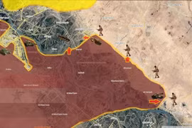 Bản đồ chiến trường khu vực phía đông sông Euphrates quân đội Syria vượt sông tấn công - ảnh South Front