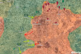 Tình hình chiến sự Libya tính đến ngày 10.05.2019 theo South Front, mầu xanh là GNA, màu đỏ là LNA