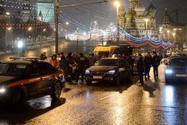 Hiện trường vụ ám sát chính trị gia đối lập Nga Boris Nemtsov. Ảnh Sputnik/ Iliya Pitalev 