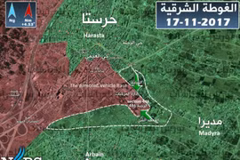 Khu vực chiến trường Căn cứ thiết giáp Đông Ghouta, không có thay đổi kể từ ngày 17.11.2017 - ảnh South Front