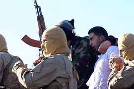 IS bắt giữ viên phi công người Jordan sau khi bắn hạ máy bay ở Syria hồi cuối năm 2014. Ảnh: DailyMail 