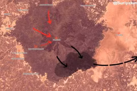 Bản đồ Al-Safa ngày giải phóng, quân đội Syria tiến công, IS tháo chạy về sa mạc tỉnh Homs. Ảnh minh họa Sywaida 24