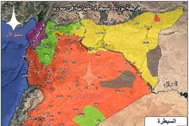 Bản đồ toàn cảnh Syria sau khi giải phóng Rastan và Yarmouk. Bản đồ Masdar News