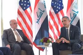 ổng thống Mỹ Barack Obama (phải) trong cuộc gặp Thủ tướng Iraq Haider al-Abadi bên lề Hội nghị thượng đỉnh G7 tại Đức. Ảnh: AFP/TTXVN