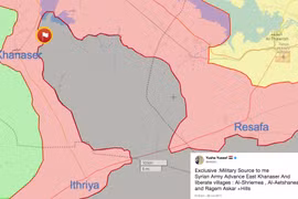 Vùng chiến trường phía đông tuyến đường huyết mạch Ethriyah - Khanasser đến Aleppo, khu vực đang bị IS chiếm đóng