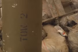 Kho tên lửa TOW-2 ở Rastan, phía bắc tình Homs. Ảnh video Ruptly