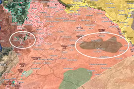 Hai khu vực chiến trường trọng yếu mà quân đội Syria phải giải quyết trong giai đoạn tiếp theo của cuộc chiến tranh. Bản đồ Muraselon