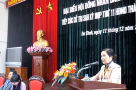 Chủ tịch Hội đồng Nhân dân thành phố Hà Nội Ngô Thị Doãn Thanh tại một buổi tiếp xúc cử tri quận Ba Đình, Hà Nội. (Nguồn: hanoi.gov)