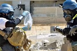 Nhóm thanh tra OPCW bắt đầu làm việc ở Douma, Đông Ghouta. Ảnh Fost - Russ