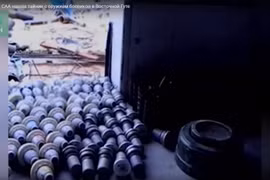 Kho vũ khí của lực lượng Hồi giáo cực đoan ở Đông Ghouta. Ảnh minh họa video RIA.FAN