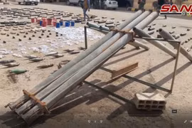 Kho vũ khí của lực lượng khủng bố IS trên chiến trường Deir Ezzor - ảnh video truyền thông SANA