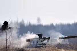 Binh sĩ Ukraine tham gia tập trận. Ảnh: AFP/ TTXVN 