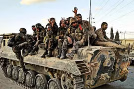Binh sĩ quân đội Syria trên vùng ngoại ô Damascus