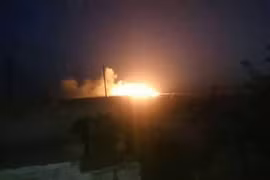 Một hình ảnh tập kích hỏa lực của không quân Nga, Syria tại thành phố Aleppo