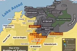 Bàn đồ chiến sự thành phố Tabqa thuộc tỉnh Raqqa