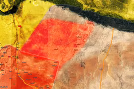Bản đồ khu vực lực lượng Tiger giải phóng trên vùng nông thôn phía đông tỉnh Raqqa