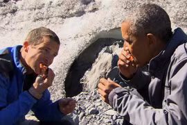 Ông Obama ăn thức ăn thừa của gấu trong show thực tế