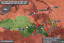Các mũi tiến công của quân đội Syria đánh vào thung lũng Beit Jinn, gần cao nguyên Golan - ảnh South Front