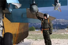 Căn cứ không quân Khmeimim, trước giờ xuất kích yểm trợ quân đội Syria ở Đông Ghouta. ảnh minh họa Masdar News