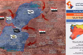 Các mũi tiến công của quân đội Syria trên chiến trường Đông Ghouta - ảnh Syrian Digital Media
