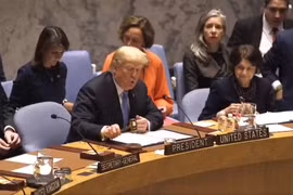 Tổng thống Mỹ Donald Trump tại Liên Hiệp Quốc. Ảnh minh họa từ tài khoản @realDonaldTrump
