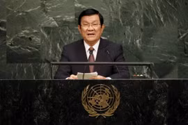 Chủ tịch nước Trương Tấn Sang phát biểu tại LHQ - Ảnh: Reuters
