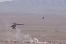 Trực thăng tấn công Nga yểm trợ quân đội Syria tiến công - ảnh video truyền hình Hezbollah
