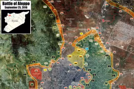 Bản đồ tổng quan chiến sự thành phố Aleppo tính đến ngày 25.09.2016