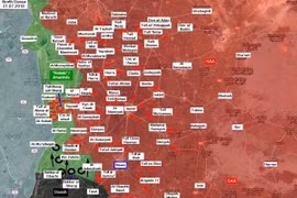 Các mũi tiến công của quân đội Syria và IS trên chiến trường tỉnh Al-Quneitra. Ảnh South Front
