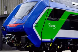 Đoàn tàu lai "Blues Train" tại hội chợ vận tải InnoTrans ở Berlin. Ảnh Euronews