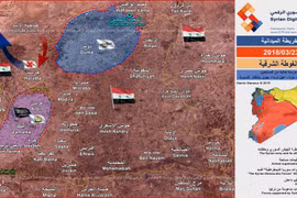 Bản đồ tình hình chiến sự Đông Ghouta tính đến ngày 23.03.2018