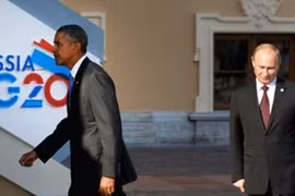 Tổng thống Nga Putin (phải) và Tổng thống Mỹ Obama. Ảnh Sputnik