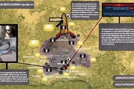 Bản sơ đồ cuộc chiến trong thành phố Raqqa do trang Amaq đăng tải - biên tập South Front
