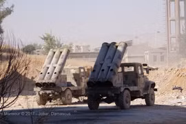 Tổ hợp tên lửa mặt đất Golan 400 của quân đội Syria trên chiến trường đông Damascus
