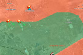Bản đồ thực tế cuộc tiến công của FSA vào quân đội Syria trên vùng ngoại vi thị trấn Á-Tanf. Ảnh minh họa quân đội Syria