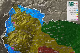Bản đồ Afrin tính đến ngày 23.02.2018 - ảnh mịnh họa truyền thông "đối lập" Syria