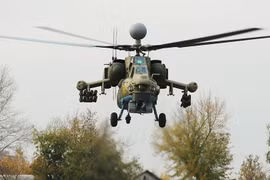 Mi-28NM xuất kích tham gia chiến đấu thử nghiệm ở bắc Hama, Syria. Ảnh minh họa: Masdar News.
