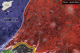 Quân đội Syria giành quyền kiểm soát khu phi quân sự Cao nguyên Golan. Bản đồ Masdar News