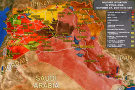 Bản đồ tình hình chiến sự Syria - Iraq ngày 27.10.2017 theo South Front