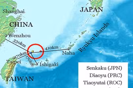 Khu vực quần đảo Senkaku đang tranh chấp trên Biển Hoa Đông