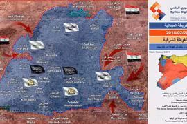 Phân bổ lực lượng và các mũi tiến công của quân đội Syria trên chiến trường Đông Ghouta - ảnh Syrian Digital Media