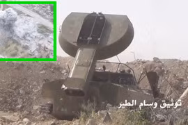 Xe phá mìn UR-77 tham chiến ở Đông Ghouta, sản phẳng các tòa nhà quận Jobar - ảnh Masdar News