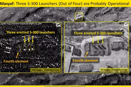 Hai bức ảnh chụp tổ hợp tên lửa S-300 Syria ở khu vực Masyaf ngày 05.02.2019 và ngày 19.02.2019 theo ISI