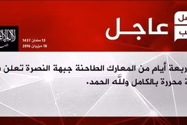 Trang tin Al-Qaeda Syria công bố tin chiến thắng ở Nam Aleppo